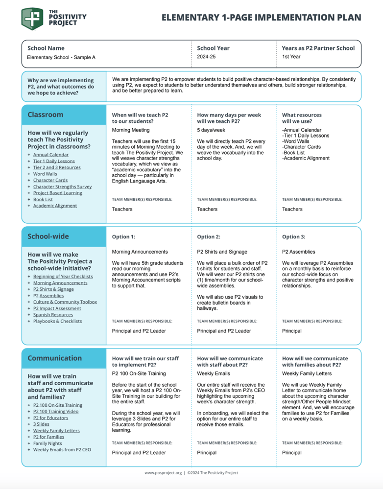 1-page implementation plan