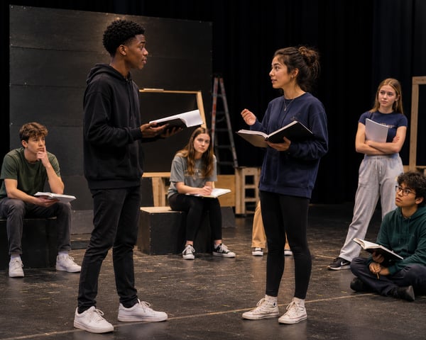 high school students on stage