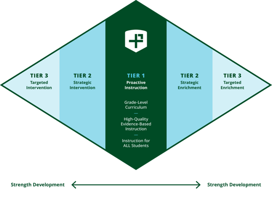 The P2 tiers - proactive instruction, strategic enrichment, and targeted enrichment