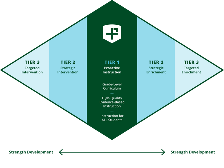 MTSS Diamond showing supports by Tiers
