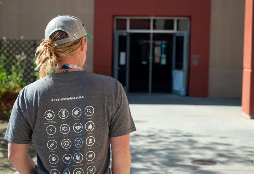 Reagan Elementary teacher wearing P2 shirt
