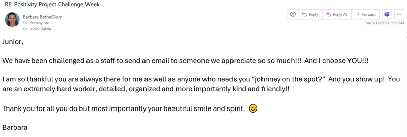 Challenge Email for Appreciating Others