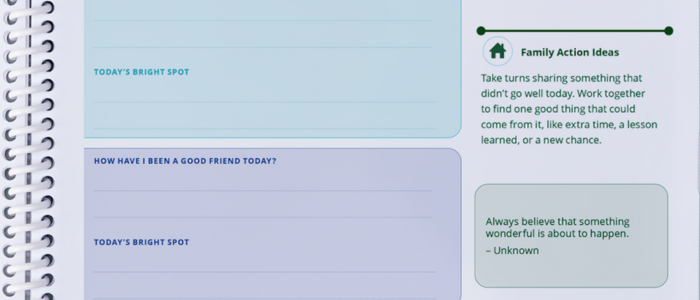 zoomed in view of family engagement in p2 planners