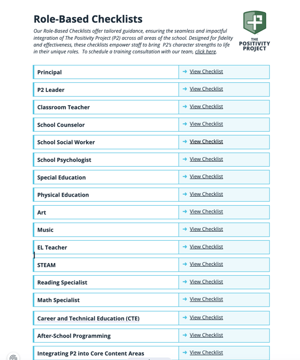 role based checklist