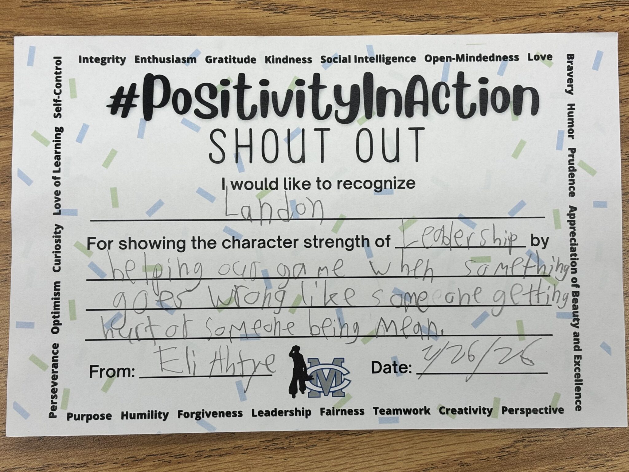 Shout-Outs: Recognizing the Good in Others at Mickey Cox Elementary