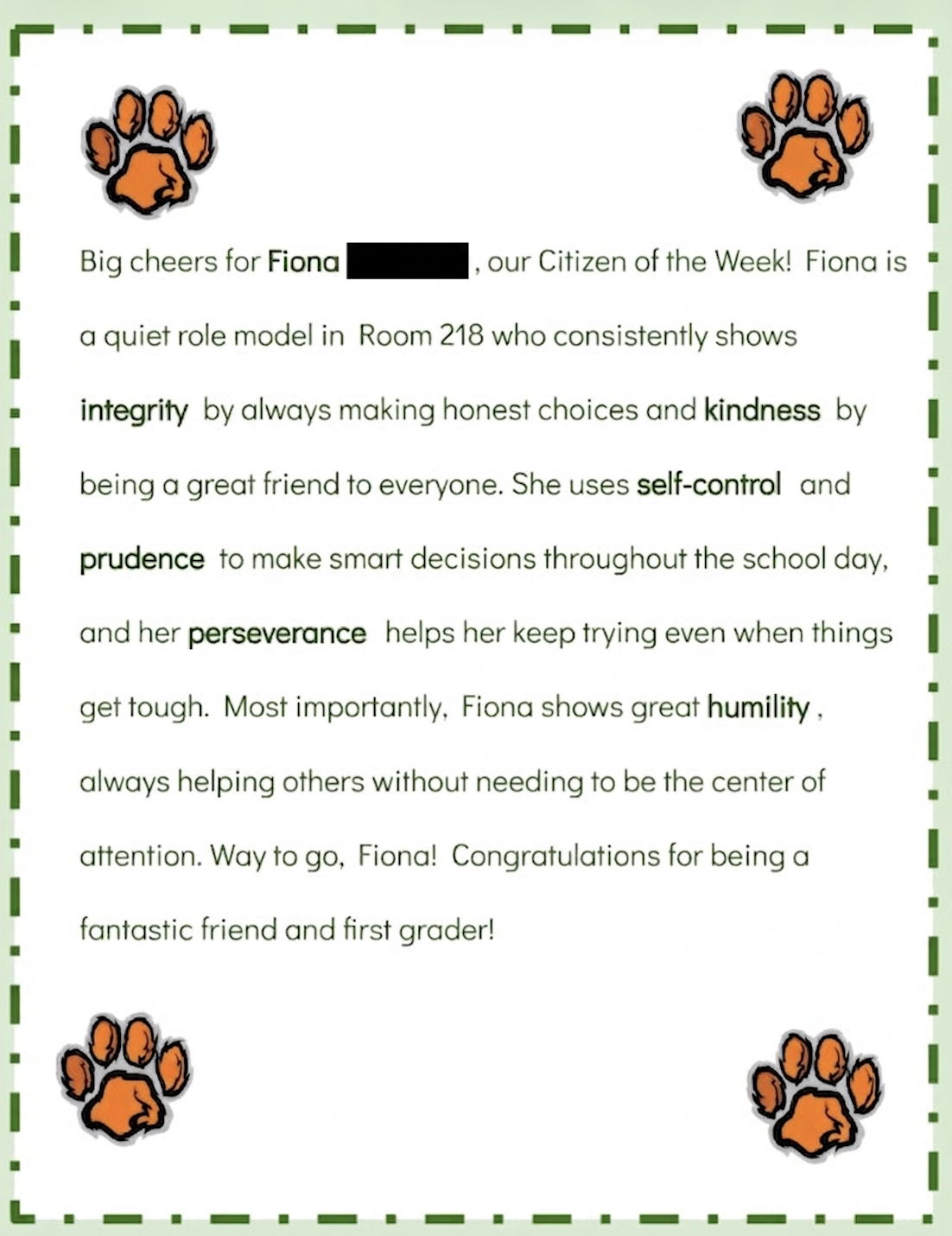 Rockwell Elementary's Friday Assembly and Citizen of the Week