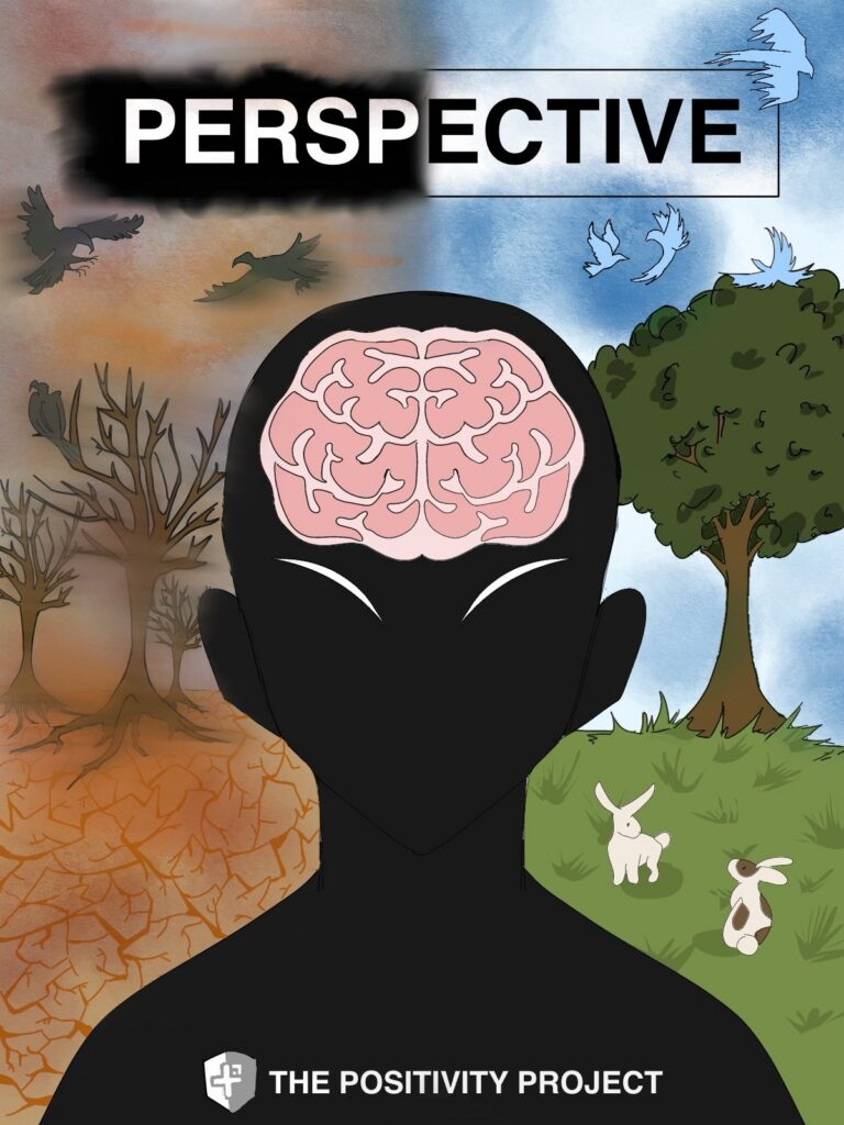 Student art poster showcasing the character strength of perspective