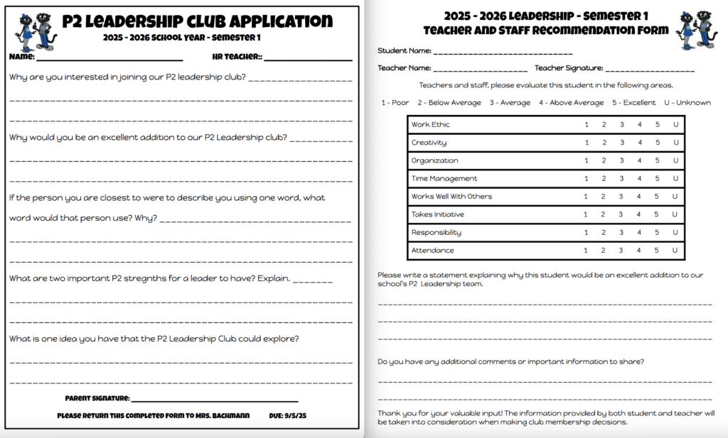 P2 Leadership Club Application
