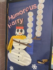 Door Decorating contest with Humorous Harry